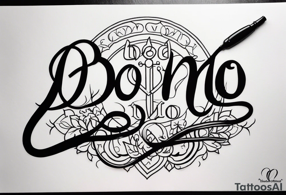 “Do no harm but take no shit” in calligraphy with middle finger and stethoscope for nurse tattoo idea