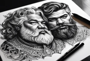 um casal de leoes
 e seus dois filhotes dentro de um retangulo tattoo idea