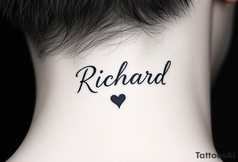 The name Richard in pretty handwriting with a heart for the dot on the i on my neck tattoo idea