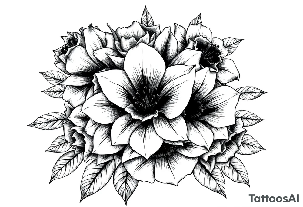 bouquet of flowers tattoo idea