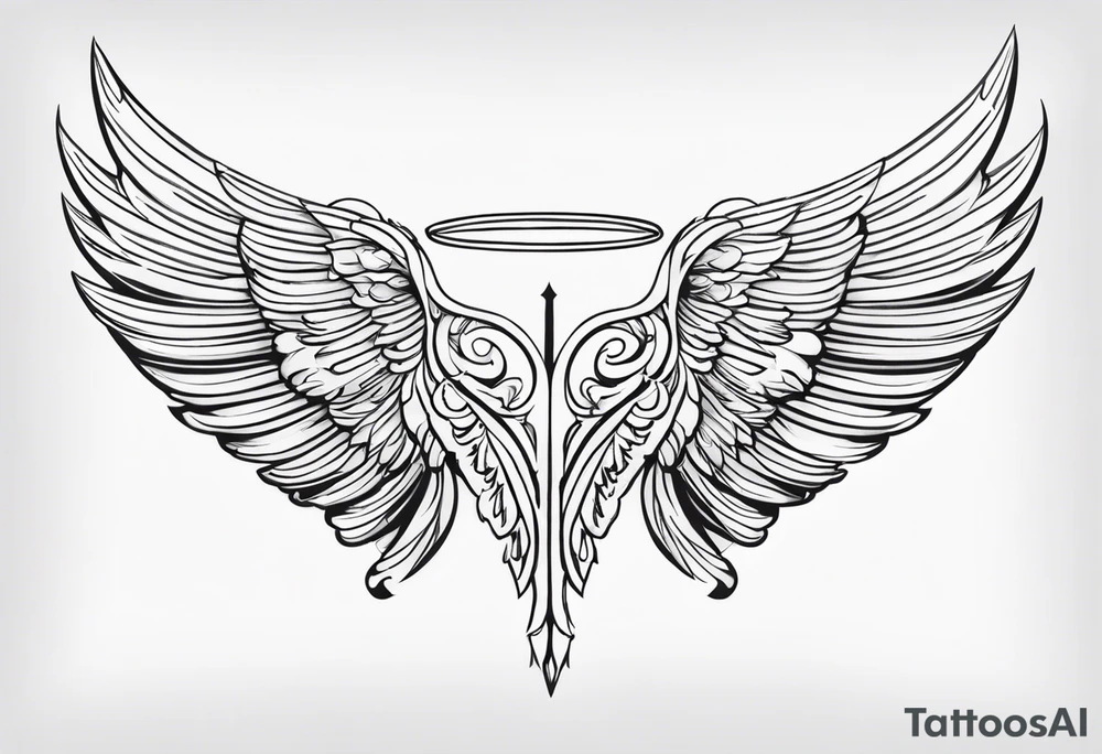 The words “Indian Brook” with angel wings tattoo idea
