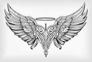 The words “Indian Brook” with angel wings tattoo idea
