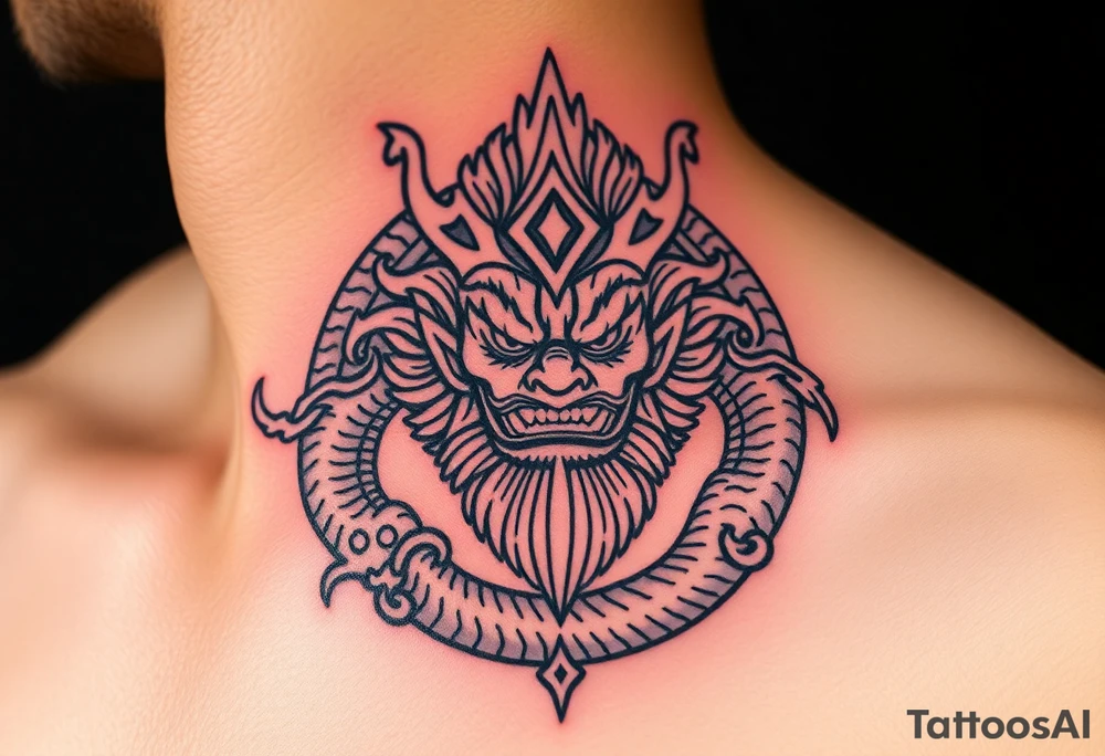 powerful majestic wukong surrounded by shenron tattoo idea