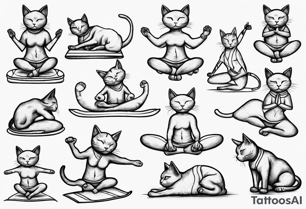 Cat doing yoga on a plane tattoo idea