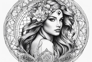 Aquarius with the Fibonacci sequence and sacred geometry tattoo idea