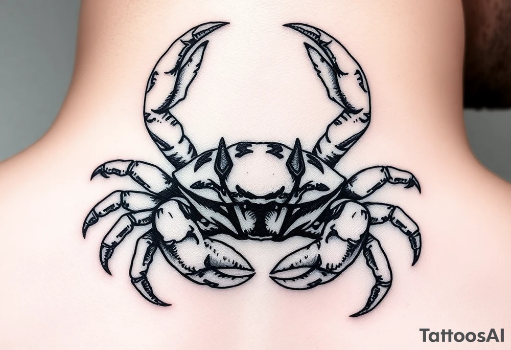 powerful vicious crab ready to defend or attack proudly showing off that a crab is the sign of a cancerg tattoo idea