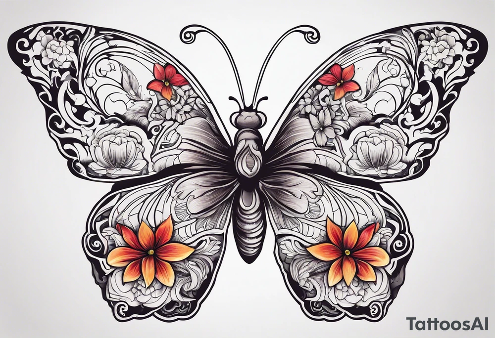 human lungs with butterflies tattoo idea