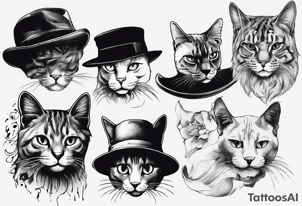 bkac cat with a hat tattoo idea