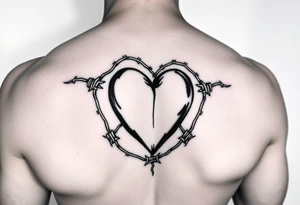 Barbed wire wrapped around heart tattoo idea