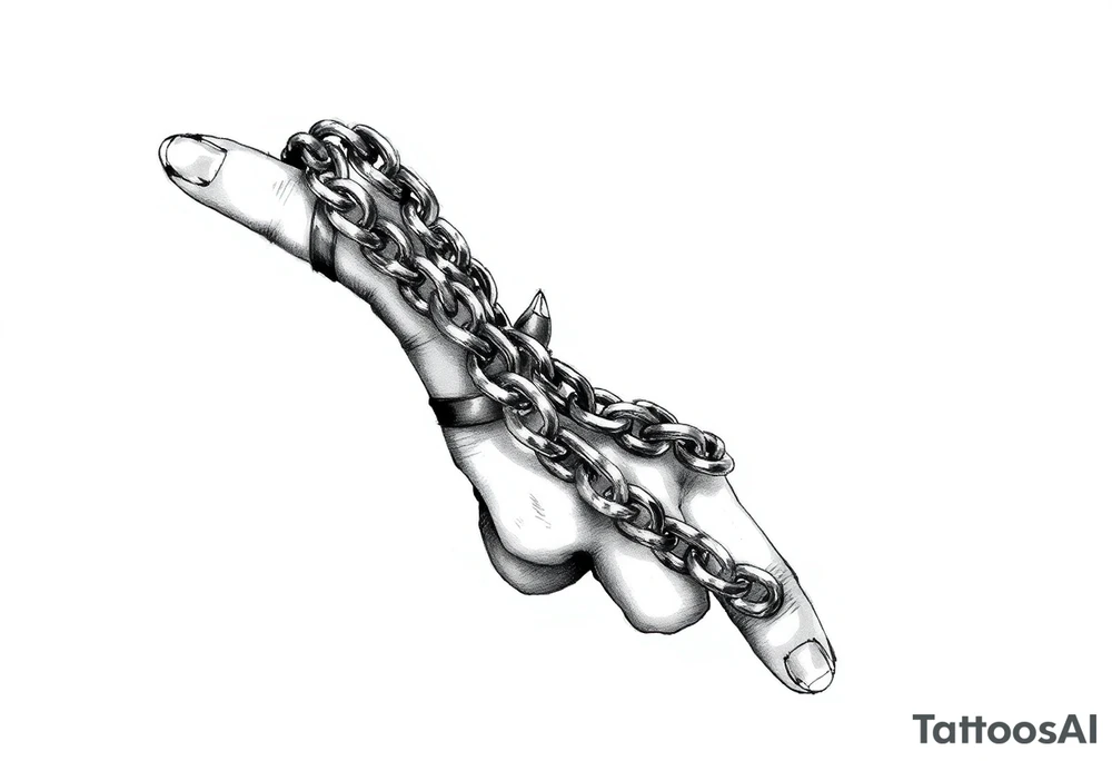 Chains wrapped on pointer finger and connected to thumb fro my wrist tattoo idea
