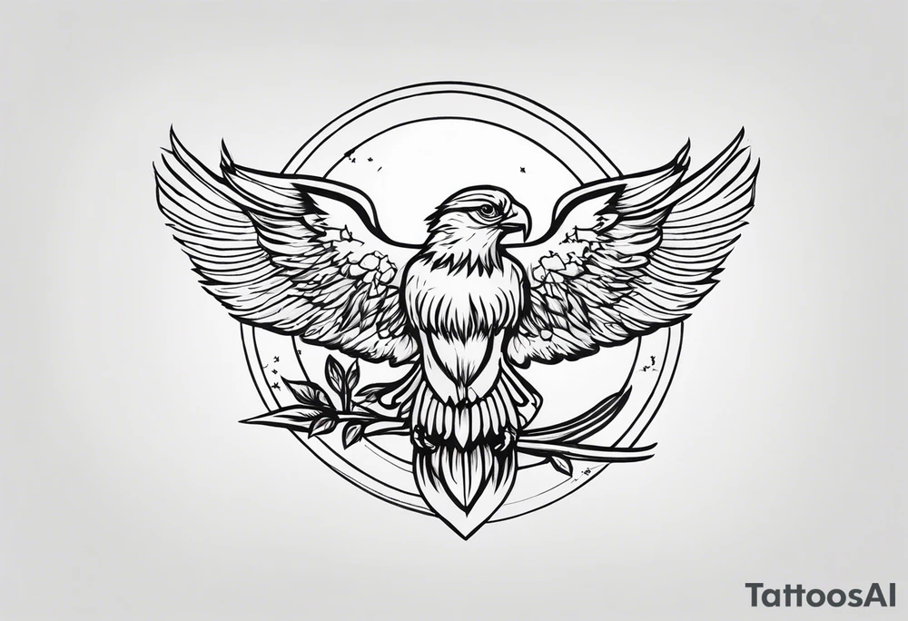 Small, over fear and into freedom, hopeful but not cringe, linework, iron sky tattoo idea