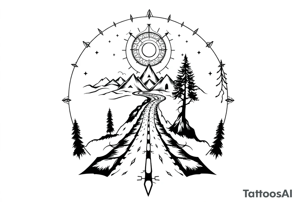 Different roads in life meet in the same place but should be very psychedelic and trippy tattoo idea
