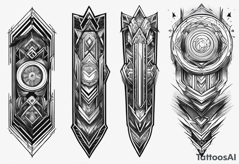 Forearm futuristic design tattoo idea