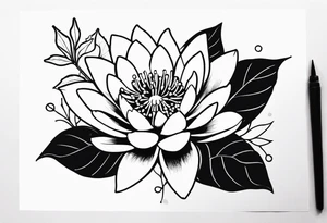 Water lily and holly berry birth flowers intertwined tattoo idea