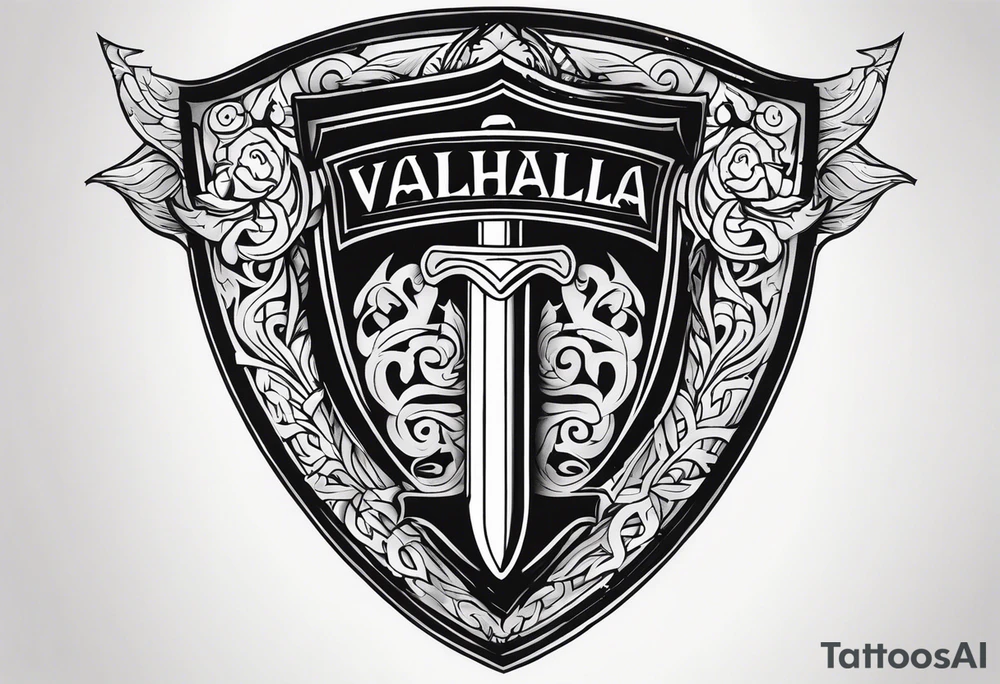 Valhalla sword axe shield tattoo idea