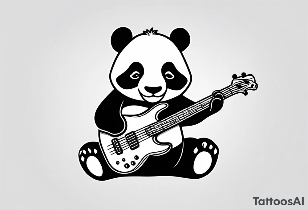 A panda playing the bass guitar tattoo idea