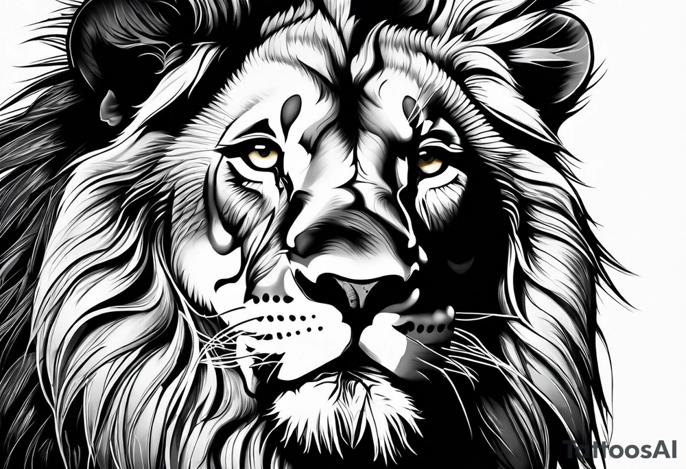 powerful majestic lion, close-up tattoo idea