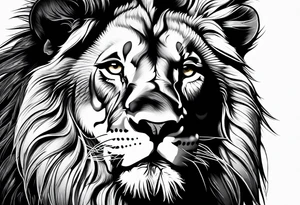 powerful majestic lion, close-up tattoo idea