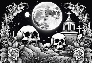 graveyard with moon tattoo idea