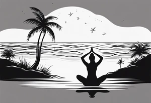 yoga pose on beach tattoo idea