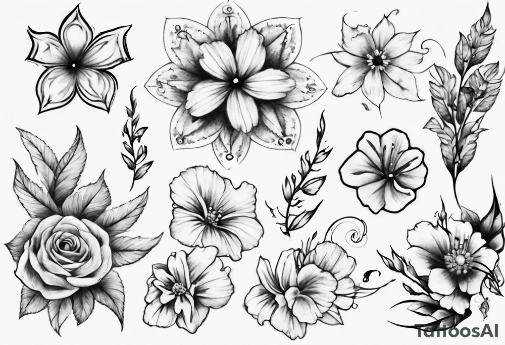 half sleeve with small flowers tattoo idea