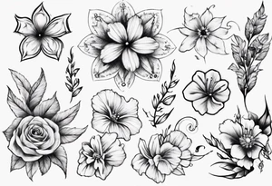 half sleeve with small flowers tattoo idea