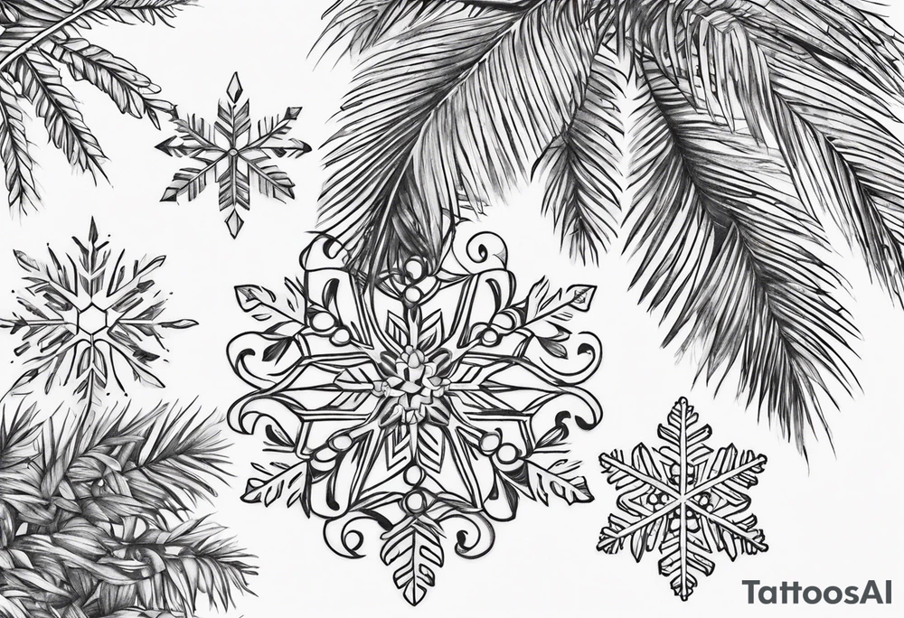 Snowflakes, palm, small tattoo idea