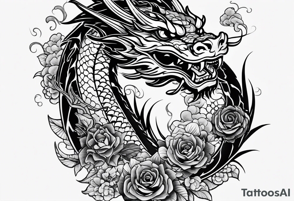 give me an asian gangster style tattoo with a dragon for my back tattoo idea