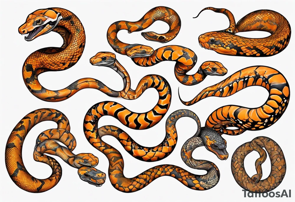 african orange-dream morph python tattoo idea