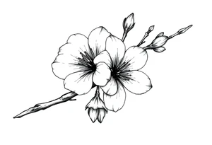Elongated Cherry blossom with round petals tattoo idea