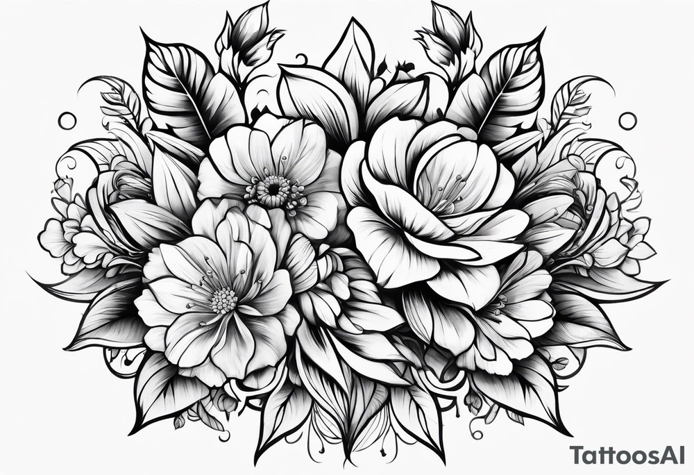ornaments of flowers tattoo idea