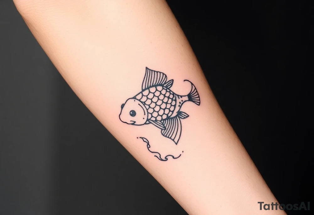 traditional koi fish swimming upstream through turbulent waves tattoo idea