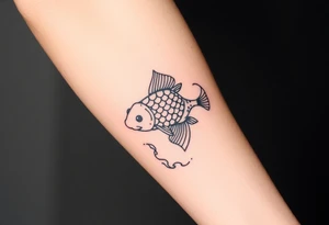 traditional koi fish swimming upstream through turbulent waves tattoo idea