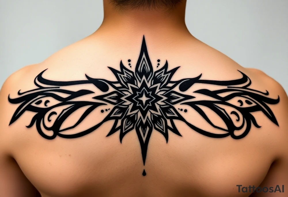 Extra large female back mendela tattoo idea