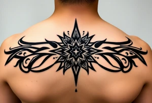 Extra large female back mendela tattoo idea