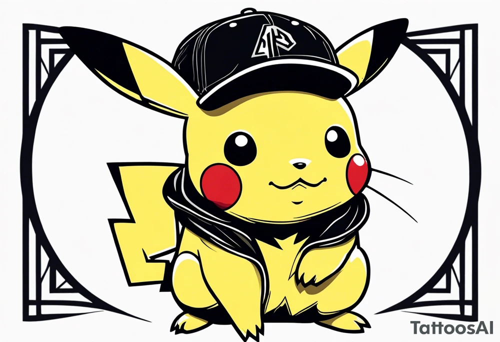 pikachu wearing a snapback tattoo idea