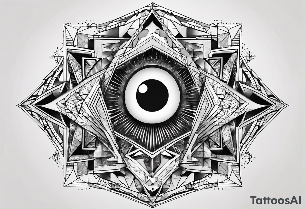 un tatuaggio semplice che crea un'illusione ottica con figure geometriche tattoo idea