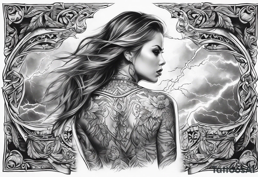 Lightning across the back tattoo idea