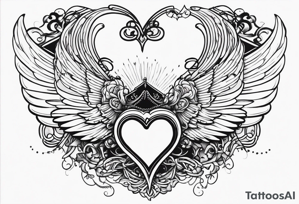 Y2K angel heart with wings and a corset in the middle tattoo idea