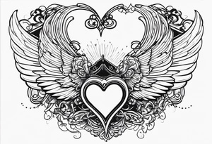 Y2K angel heart with wings and a corset in the middle tattoo idea