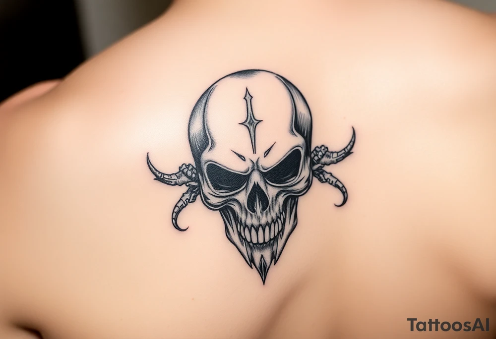 skull steampunk black tattoo idea