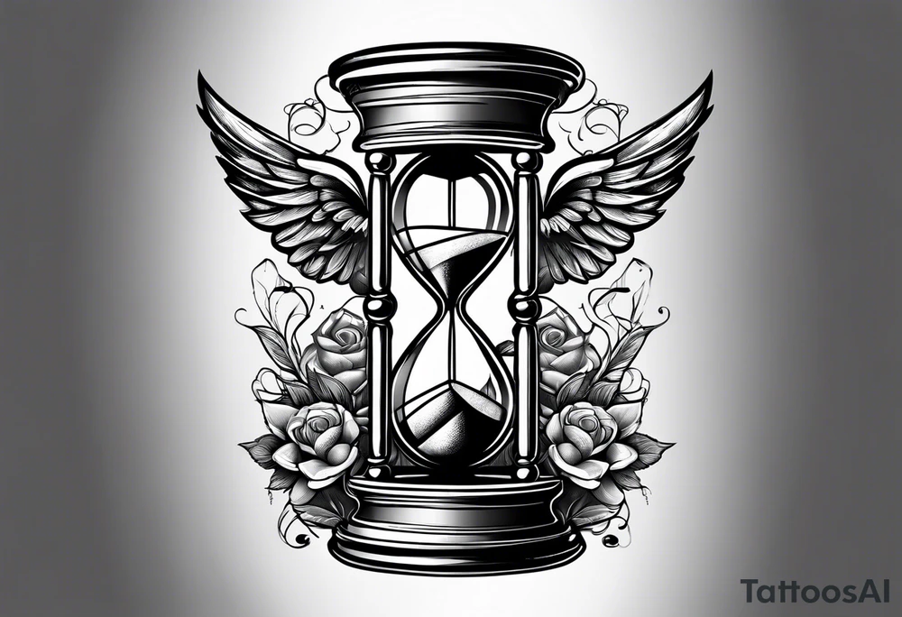 hourglass with wing carpe diem for men tattoo idea