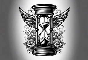 hourglass with wing carpe diem for men tattoo idea