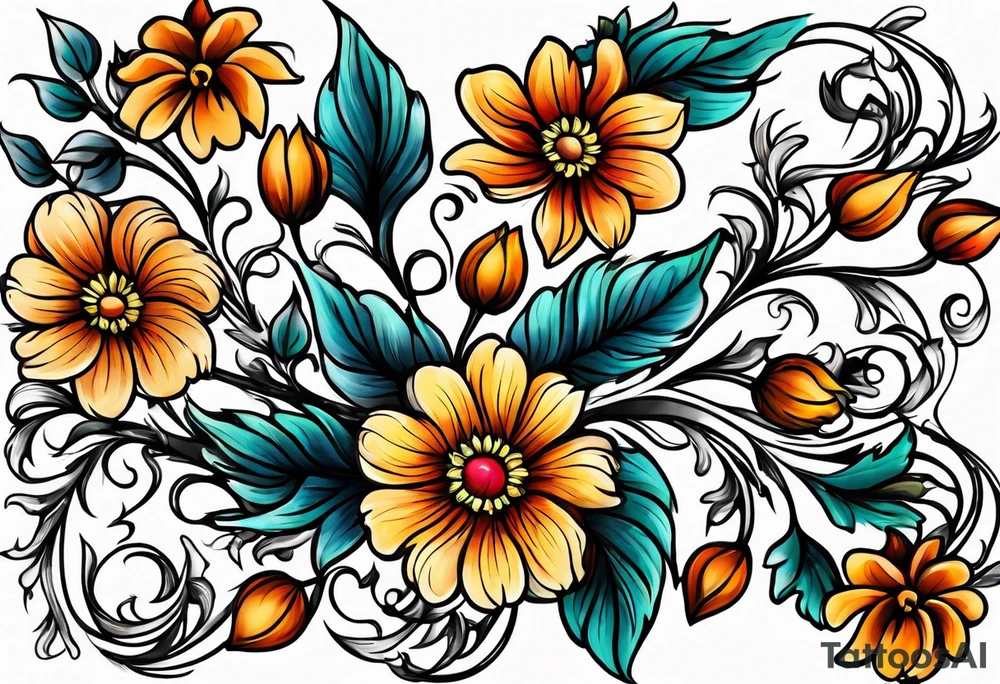 Flower fire for a male tattoo tattoo idea