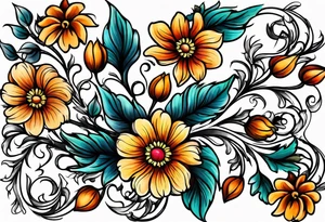 Flower fire for a male tattoo tattoo idea