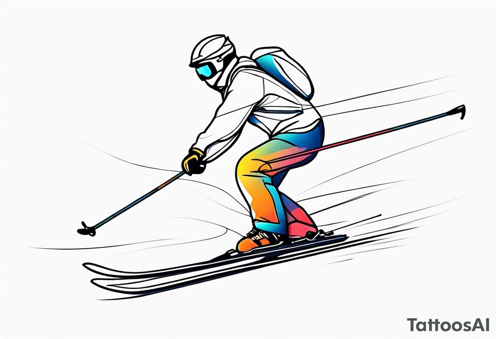 Skier in motion, single line tattoo idea