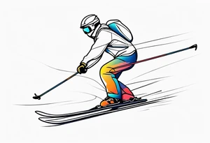 Skier in motion, single line tattoo idea