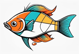 Aggressive looking minimalist cartoon fish tattoo idea
