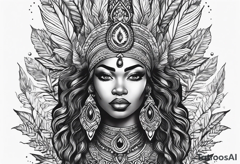 Black Goddess of sativa tattoo idea