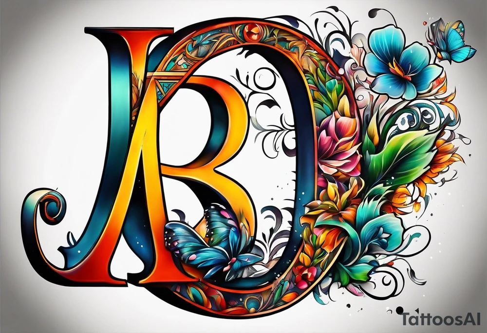 The letters AR together with the words always ready going down the side of the letters tattoo idea